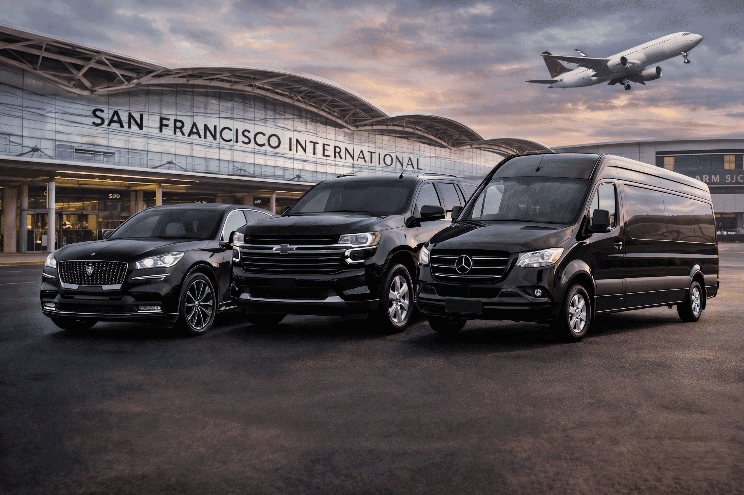 Luxury black chauffeur vehicle for Bay Area limousine service