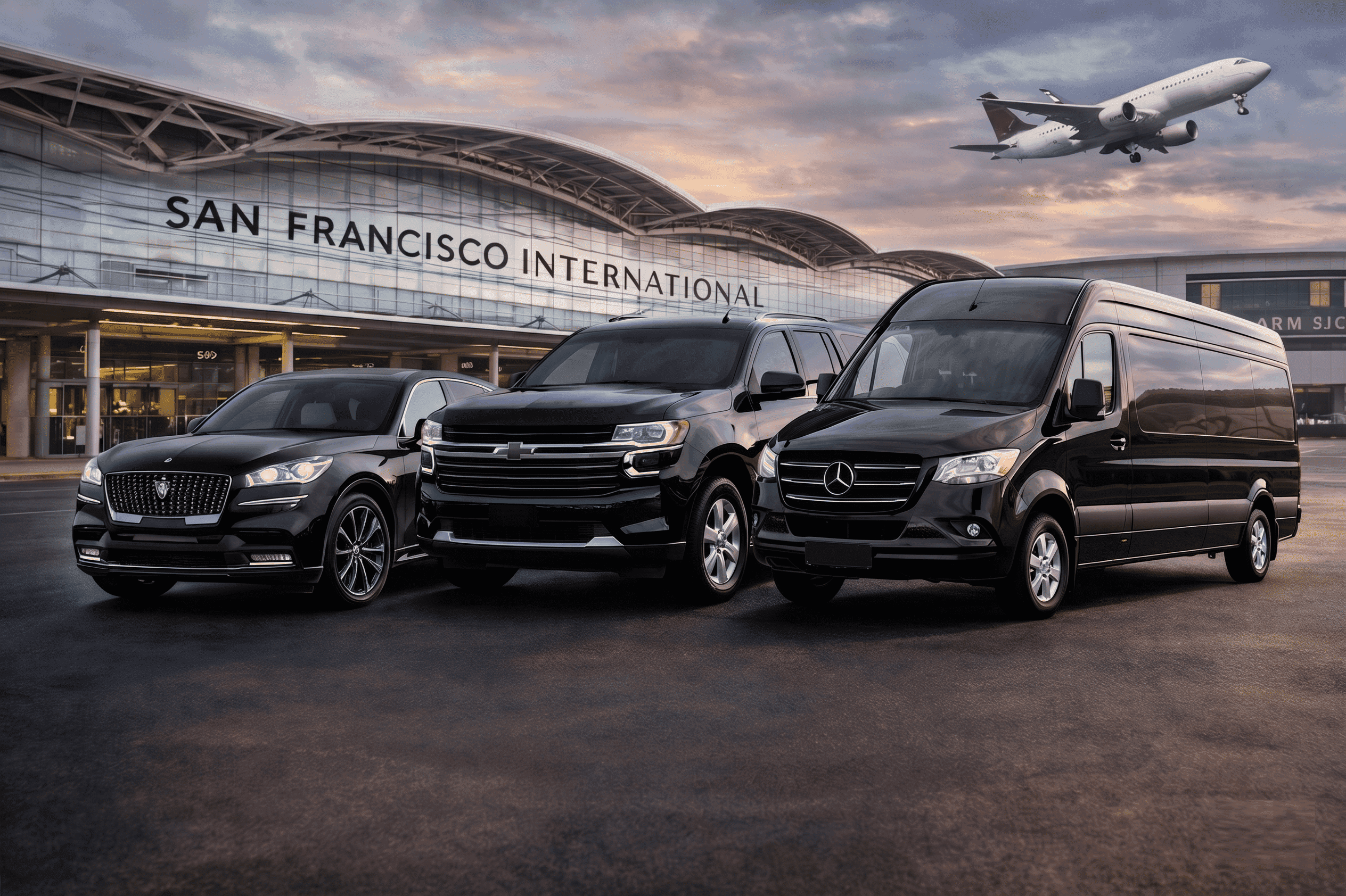 Luxury black chauffeur vehicle for Bay Area limousine service